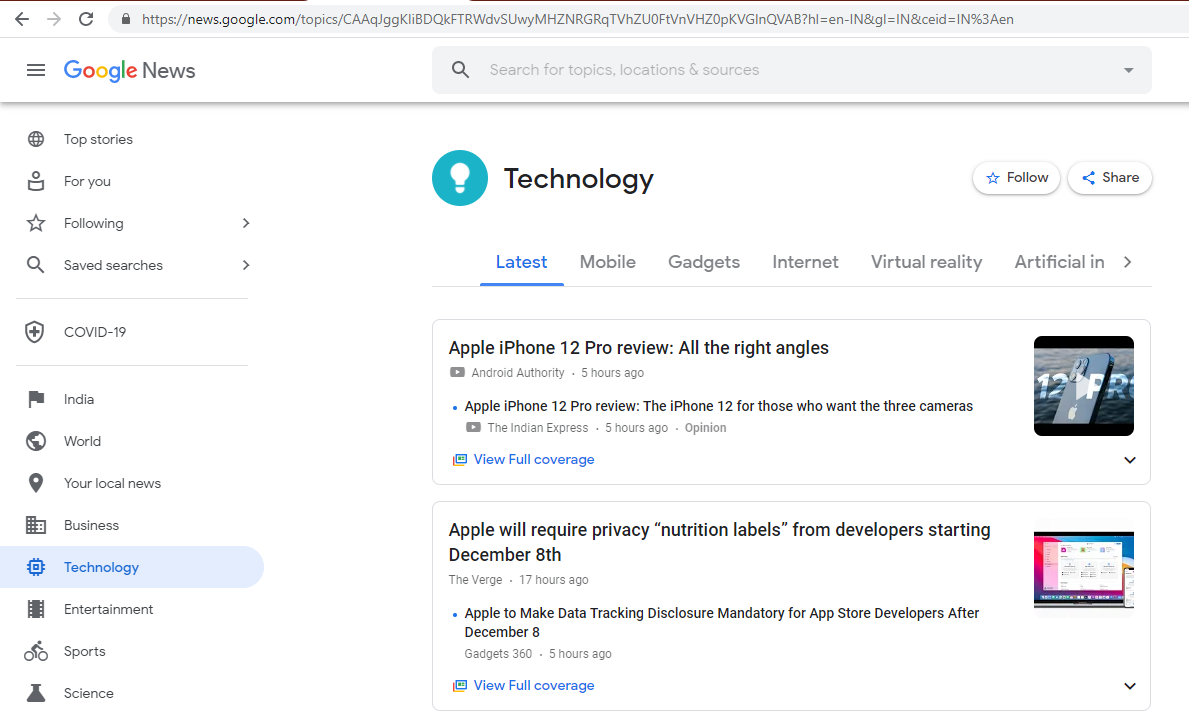 Google news rss feed by topic